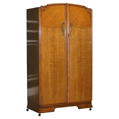 Petite Vintage Art Deco Oak Two Door Wardrobe • 1535.88£