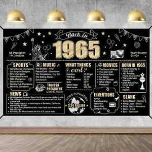 Decorazioni 60° Compleanno 1965 Striscione Sfondo per Uomo e Donna Decorazione Festa - Foto 1 di 6