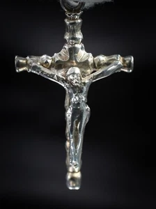 Vintage 925 Mexico Sterling Silver Bamboo Design Crucifix - Picture 1 of 9