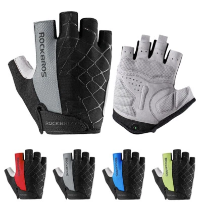 ROCKBROS Cycling Bike Gloves Half Finger Shockproof MTB Mountain Bicycle Gloves - Image 1 of 4