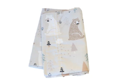 Funda de Almohada Oso Invierno Árbol de Nieve Blanco Marrón Franela 20" x 31" Hecha a Mano Foto 1 de 4