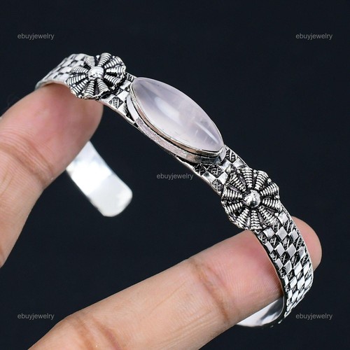 VALENTINO Bracciale Pietra Preziosa Quarzo Rosa Naturale Regolabile Argento Sterling 925 Per Ragazze