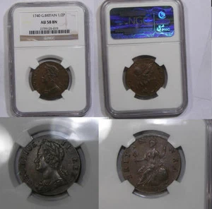 1740 GB HALF PENNY AU58 BN NGC INV#338B-4 - Picture 1 of 1