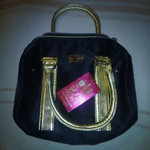 Victoria's Secret Handtasche/Kosmetiktasche schwarz/goldfarben Stoff Pink Angels - Bild 1 von 6