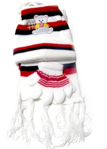 Kleinkind Mütze, Schal & Handschuh Set-gesticktes Bär Design-SAME DAY USPS PICK UP! - Bild 1 von 2