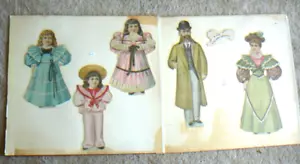 1894 Set di bambole di carta famiglia Sarsaparilla con cappuccio - carte commerciali c. 1894 - Foto 1 di 6