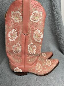 Old Gringo Cowboy Boots Women's Size 8.5 Pink Floral Embroidered Block Heel