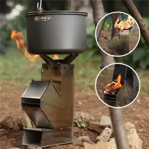 Portable Collapsible Camping Wood Stove Outdoor Wood Burning Stainless Steel - Picture 1 of 15