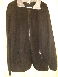 Herren Plüsch Full Zip Jacke - ungefüttert ~ schwarz - 2 Reißverschlusstaschen ~ Gr. XXL - Bild 1 von 5