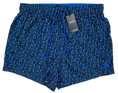 Men's HUGO BOSS Blue Black + Monkeys Swim Trunks Swimsuit S Small NWT NEW - Image 1 of 4
