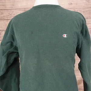 SUDADERA VINTAGE CHAMPION TEJIDO REVERSO VERDE EN BLANCO HECHA EN EE. UU. CUELLO REDONDO L 90s - Imagen 1 de 8
