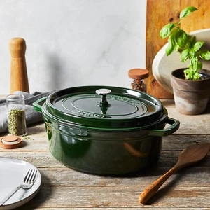 Staub La Cocotte 33cm 6.7L Oval Cast Iron Casserole Green 40509-691-0 RRP £379 - Picture 1 of 7