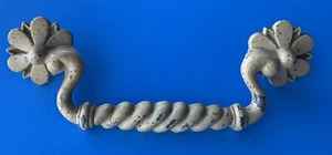 French Provincial Chic MCM FLOWERS Antique Vintage Hardware Drawer Pull 5”center - Picture 1 of 5