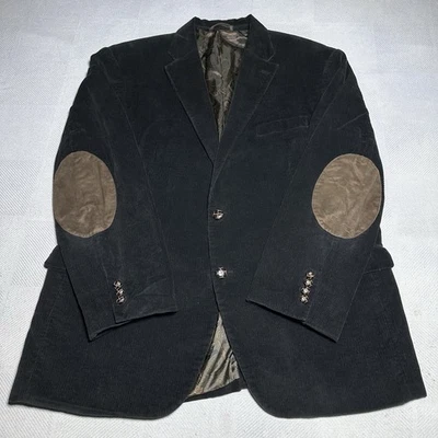 Lauren Ralph Lauren Blazer 44R Black Corduroy Elbow Patch Two Button Jacket - Image 1 of 4