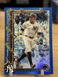 Ben Rice 2025 Topps Holiday LÁMINA AZUL BRILLO #H8 Yankees RC SP - Imagen 1 de 4