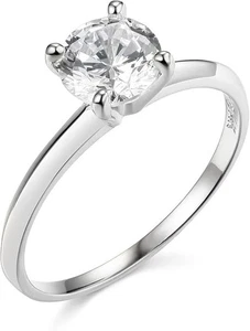 1.50 Ct Round Cut Solitaire Engagement Wedding Promise Ring Real 14K White Gold - Picture 1 of 3