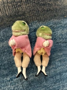 Mr Jeremy Fisher Frog Clip On Collar Hugger Toy 1986 Beatrix Potter lot of 2 - Picture 1 of 5