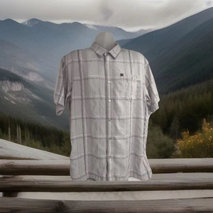 Camisa Prana Para Hombres XL Manga Corta Botón Delantero Ligera Gris A Cuadros Mezcla Modal - Imagen 1 de 9