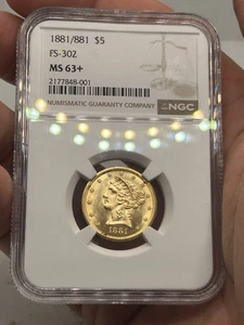 1881/881 5 dollari oro Liberty - FS-302 - MS63+ - NGC - scarsa varietà! Bel richiamo per gli occhi - Foto 1 di 12