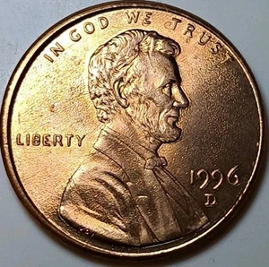 1996 D Lincoln Memorial Cent Penny 1C Misaligned Die Error - Picture 1 of 2