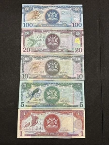2002 - 2006 Central Bank Of Trinidad & Tobago $1 To $100 Dollars Banknote Set - Picture 1 of 2