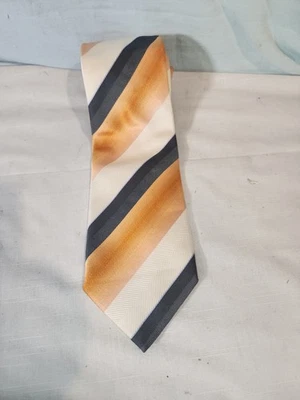 Corneliani, Corbata Para Hombre, Rayas Doradas/Blancas/Negras, Hecha en Italia, ¡Bonita! Foto 1 de 4