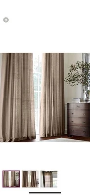 Pottery Barn Silk Dupioni Drapes Pole Pocket Curtains 2 Panels 96x84 - Image 1 of 4