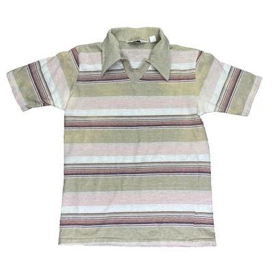 Vintage Mister Man Striped Polo Shirt Short Sleeve Cotton Silk Blend Size S/M - Image 1 of 4