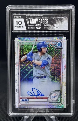 Andy  Pages Dodgers 2020 MOJO REFRACTOR ROOKIE AUTO Bowman GEM MINT 10 AUTO 10 - Image 1 of 4