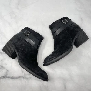 Born Payton Nubuk Wildleder Leder Gürtel Riemen Blockabsatz Stiefeletten schwarz 9,5 - Bild 1 von 9