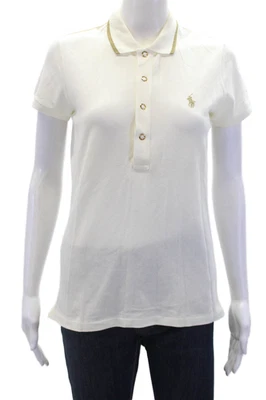 Ralph Lauren женщин с воротником короткие рукава основной рубашка-поло кремовый размер M - Изображение 1 из 4