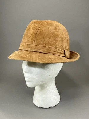 Vintage Cavanaugh Hats New York Unisex Suede Leather Fedora Hat Size 7 1/8 - Image 1 of 4