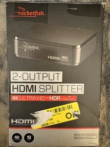 Rocketfish RF-G1603 2 Output HDMI Splitter 4K Ultra HD Hub Port - Black - New* - Picture 1 of 6