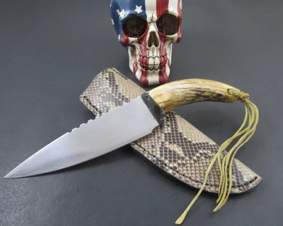 Hoja fija personalizada hecha a mano sin marca Hunter sin logotipo ni marcas y FUNDA DE CUERO Foto 1 de 4