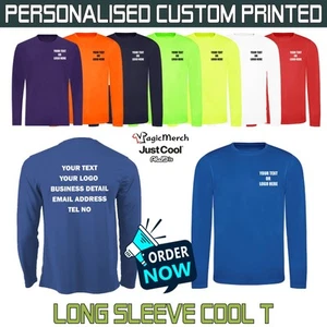 Custom Printed AWDis Just Cool Long Sleeve T-Shirt Personalised Sportswear Top - Picture 1 of 22