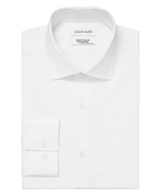 Calvin Klein Mens Regular fit Dress Shirt Small 14-14.5 32-33 White Solid - Image 1 of 2