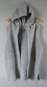 Ruff Hewn Hooded Open Front Long Vest Grey Wool Alpaca Womens Size Large Outdoor - Picture 1 of 8