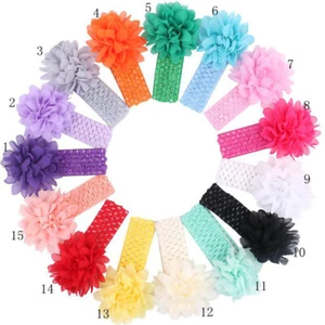 12Pcs Kids Colorful Chiffon Flower Headband Hair Bands Lovely Headwear Hair - Picture 1 of 11