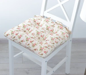 U-Shaped Chair Cushion with Ties — Blush Rose Sprig - Picture 1 of 6