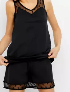 Pyjama /Schlafanzug kurz /Shorty Gr 48/50 XL schwarz Neu"bonprix"Spitzen Einsatz - Bild 1 von 1