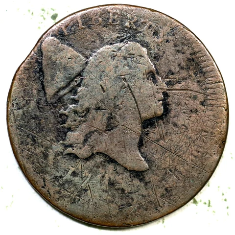 1795 C-6a R-2 Plain Edge Liberty Cap Half Cent Coin 1/2c Cover