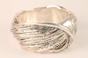 Shablool Sterling Silver 925 Bangle Chunky Abstract Bracelet 88 grams - Picture 1 of 9