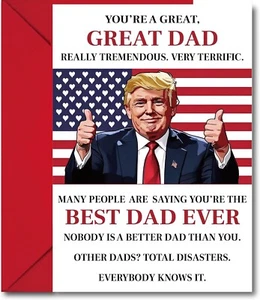 Divertida Tarjeta del Día del Padre Trump, Tarjetas de Feliz Cumpleaños Regalo de Humor de 5.3"x8" - Imagen 1 de 7