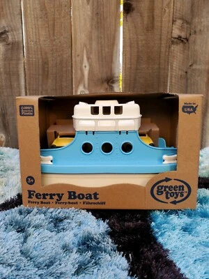 Green Toys Ferry Boat with Mini Cars Bathtub Toy, Blue/White - Image 1 of 4
