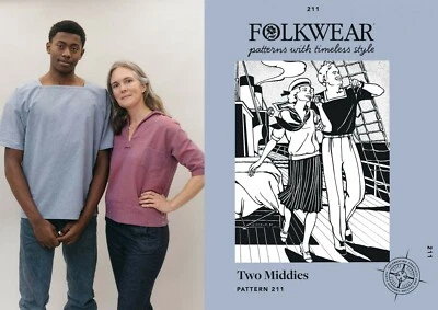 Camisa Folkwear 211 Two Middies marinheiro e camisa feminina década de 1920 padrão de costura média - Imagem 1 de 4