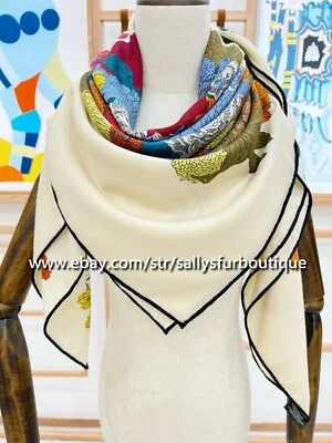 Sally 70% Cachemira 30% Seda Estola Floral Estampado de Caballo Doble Cara Bufanda Chal 53" Foto 1 de 4