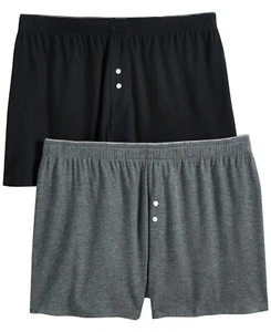 Jenni 2-Pk. Core Boxer Shorts - Black/Charcoal Heather - Size L - 100142229MS - Picture 1 of 2
