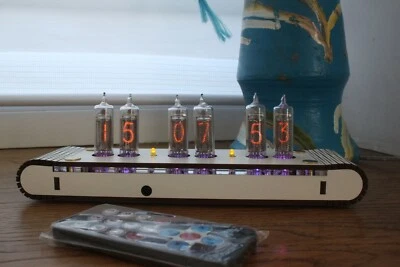 Nixie tube clock with IN-16 miniature tubes (fine 5) white Remote Night modes - Image 1 of 4
