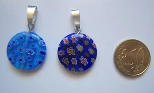 Colgante circular cristal milflores X 2 UNIDADES azul 20 mm + colgador - Imagen 1 de 4