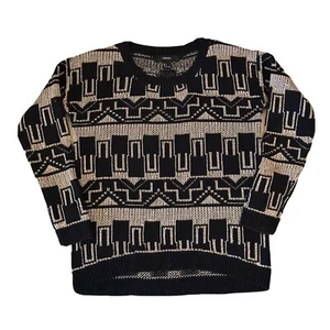 Woman’s Large Black & Gold Metallic Thread Forever 21 Classic Knit Sweater - Picture 1 of 4